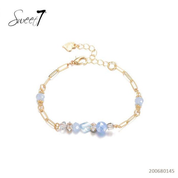 Sweet7 armband blauwe glaskraken en zirconia steentjes