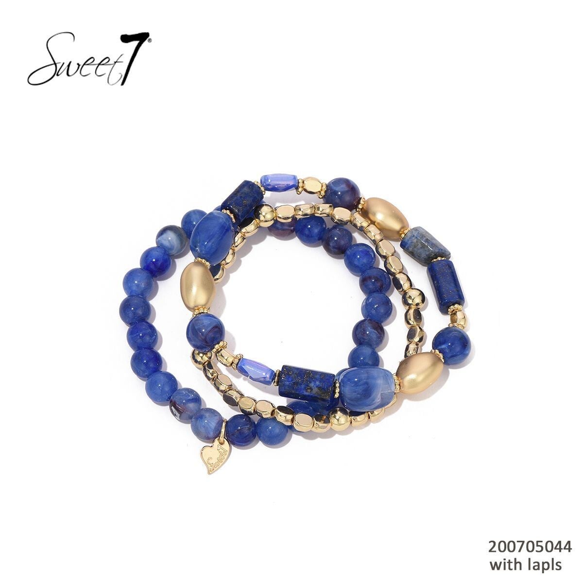 Sweet7 setje armbanden met natuursteen Lapis Lazuli