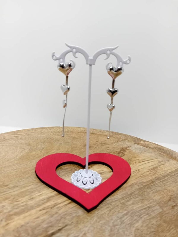 Roestvrij stalen oorbellen hartjes lang