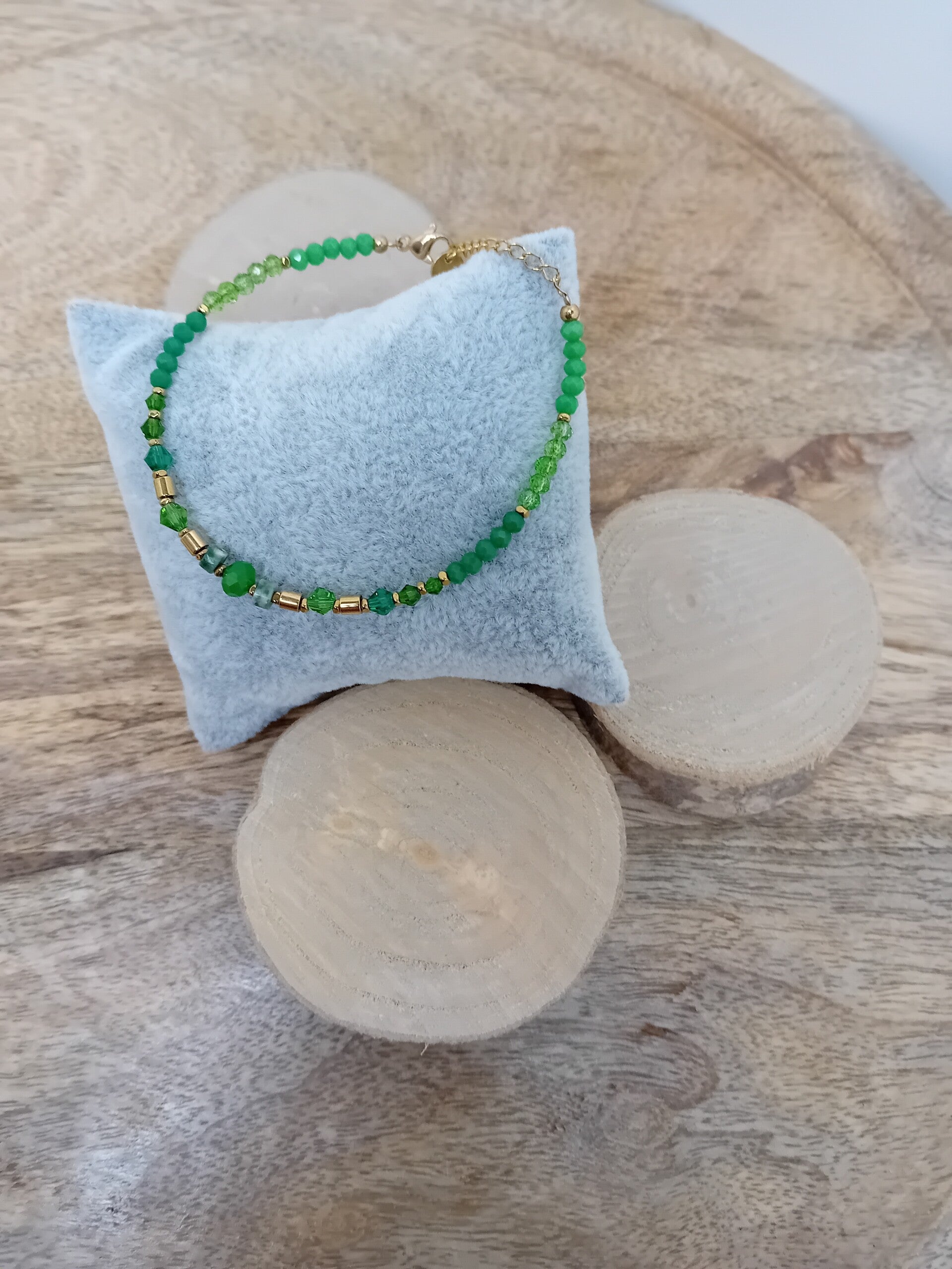 RVS armband groene steentjes