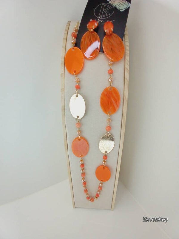 Deal ketting + oorbellen oranje