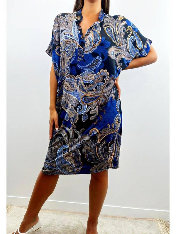 Fleurig zomerkleedje XL zwart of blauw