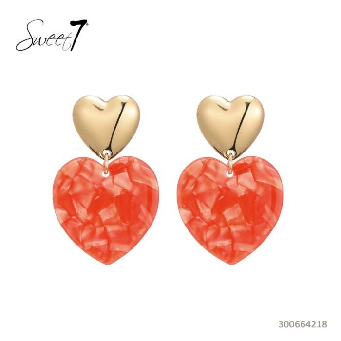 Sweet7 oorbellen rood hartjes