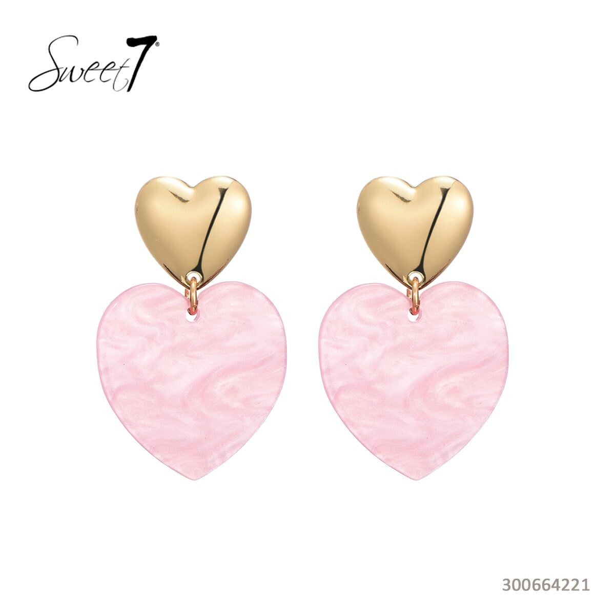 Sweet7 Oorbellen roos hartjes