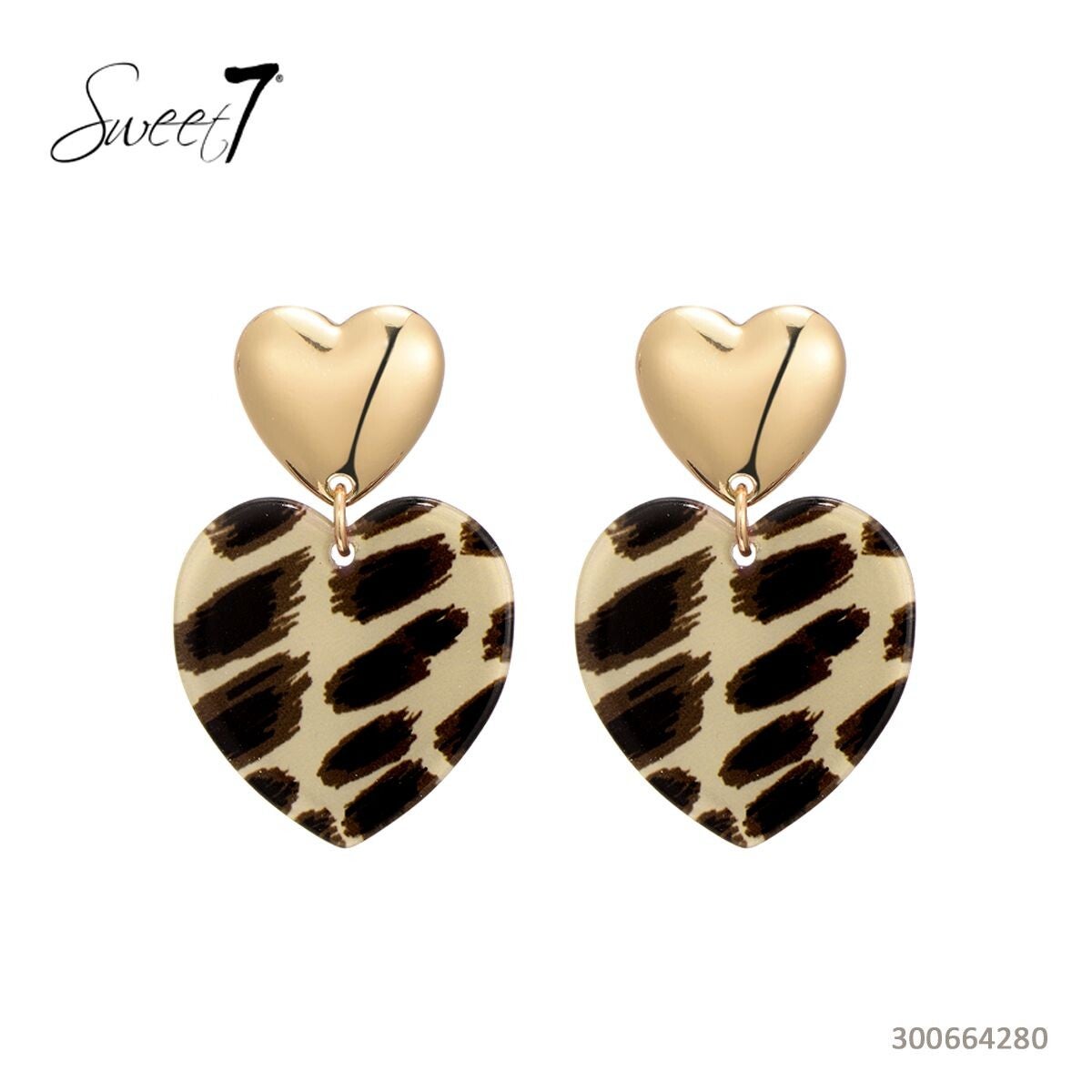 Sweet7 Oorbellen tijgerprint hartjes