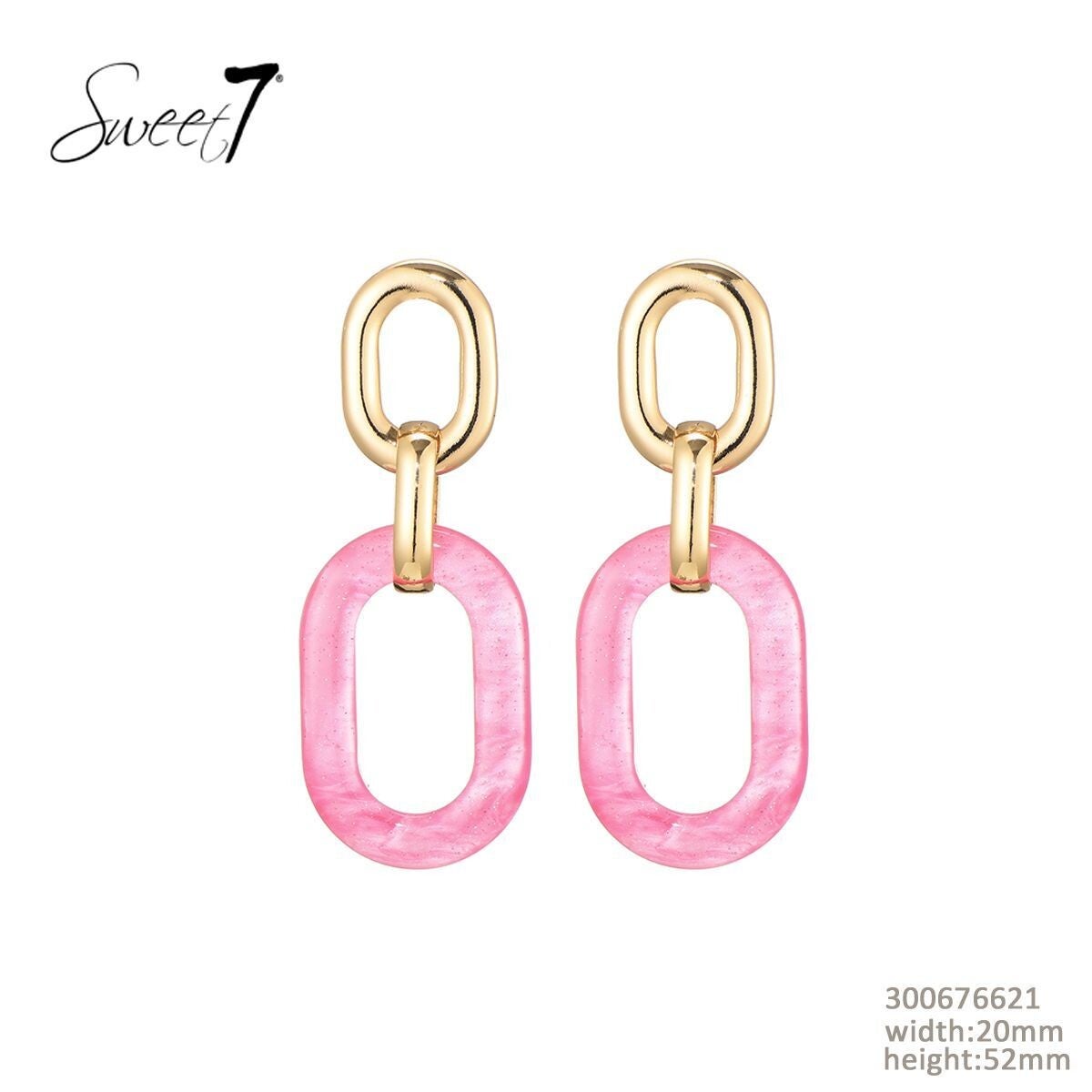 Sweet7 Oorbellen ovaal roos of blauw