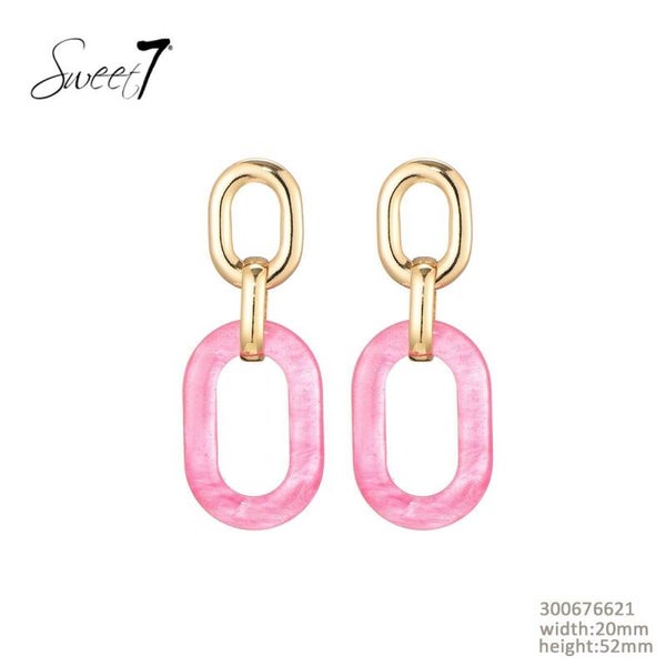 Sweet7 Oorbellen ovaal roos of blauw