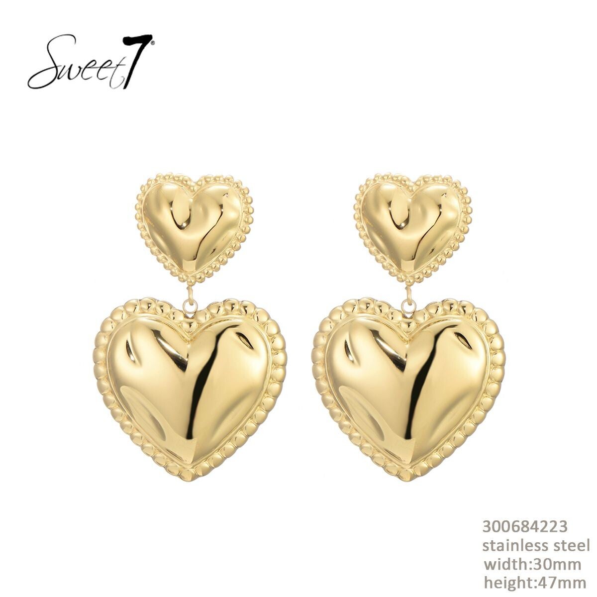 Sweet7 hartjes dubbel oorstekers