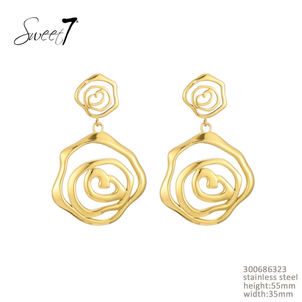 Sweet7 Oorbellen, steker hoogte 5 cm en breedte 3.3cm  300686323