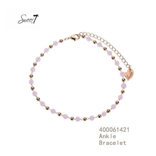 Sweet7 Enkelband  Rose steentjes