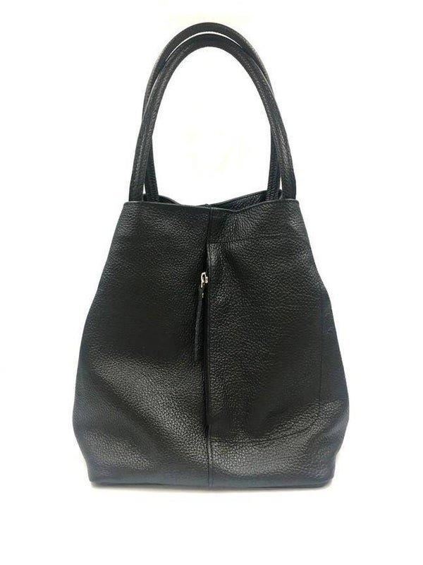 Lommy-W Manon zwarte lederen handtas