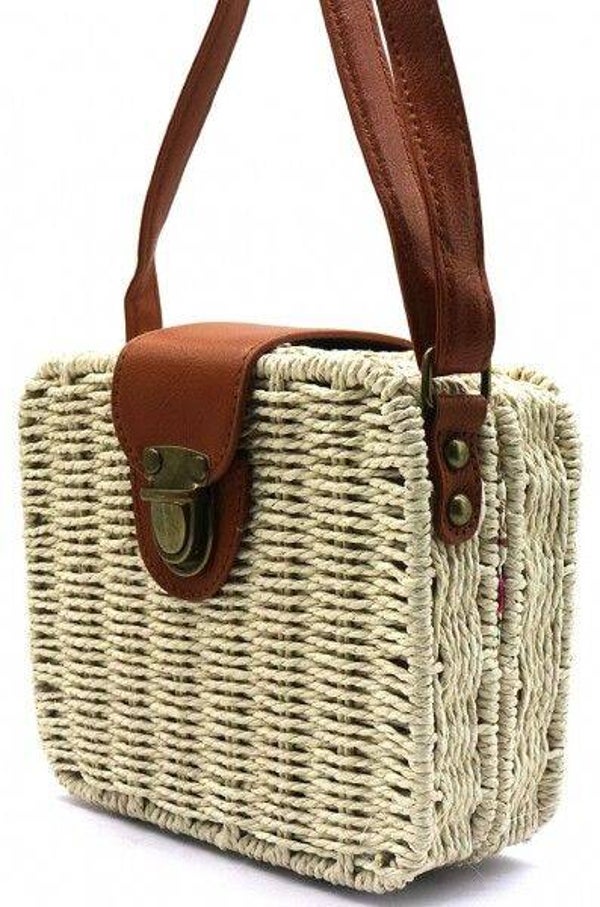 Woven Bag 18.5x16x5.5cm Beige