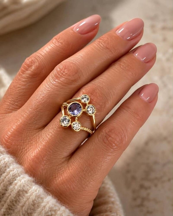 BeJewels Ring R356 elastische ring paars
