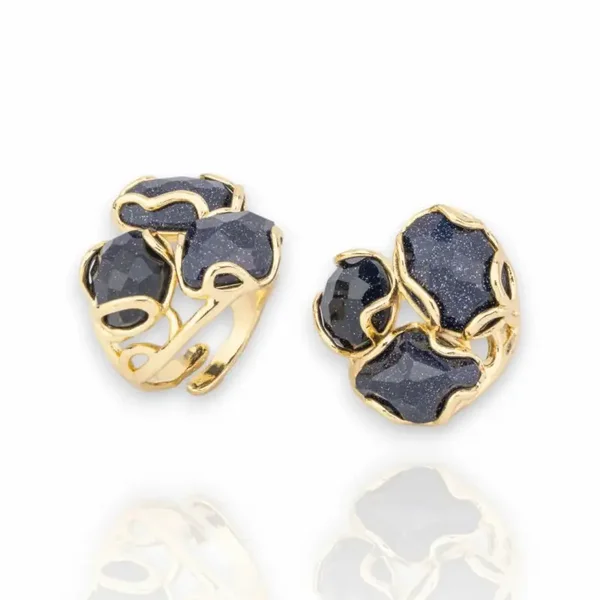 Bronzen ring goudblauwe zandsteen