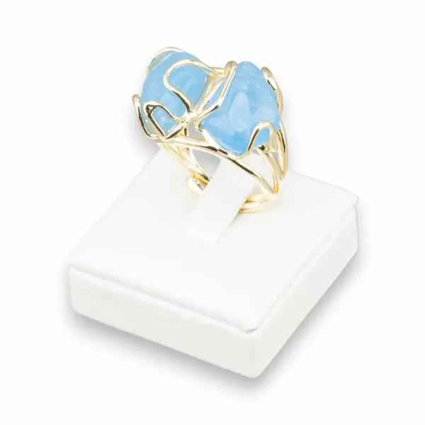 Bronzen ring  Indigo Jade 16x22mm verstelbaar