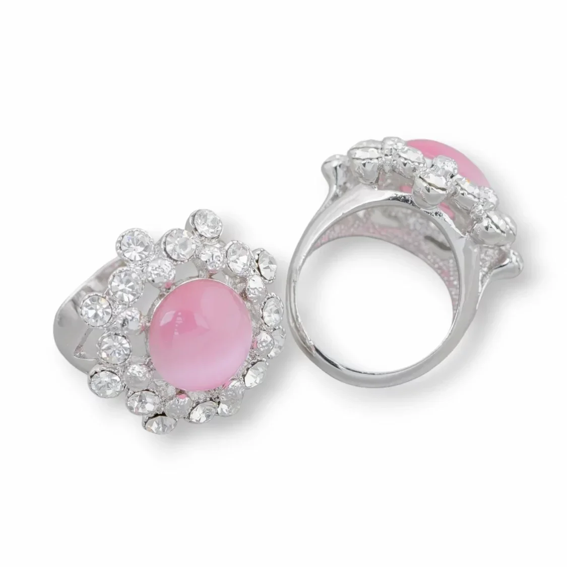 Bronzen ring  Elza zirconen en roze edelsteen