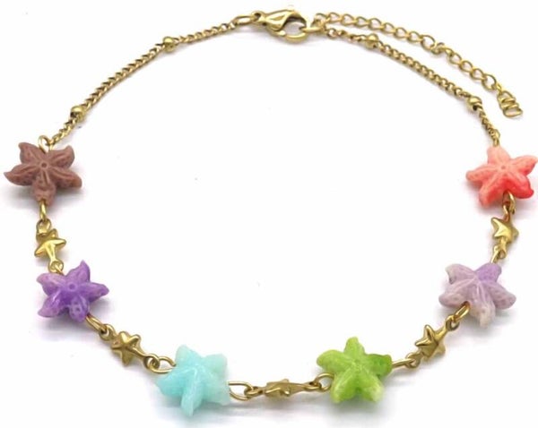 Zeester enkelketting multicolor