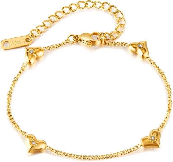 RVS hartjes armband goudkleur