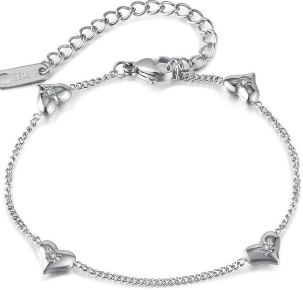 RVS hartjes armband zilverkleur