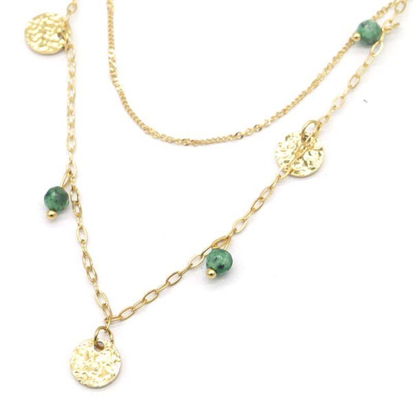 RVS laagjes ketting met aventurijn