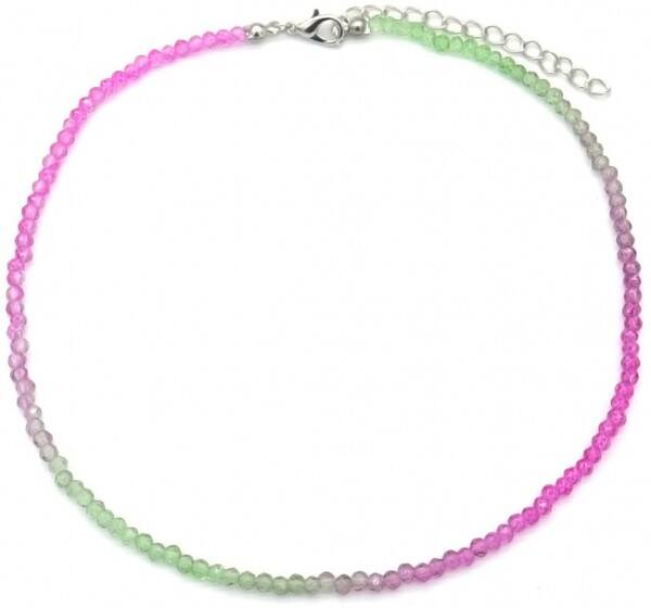 Fluo glaspareltjes ketting