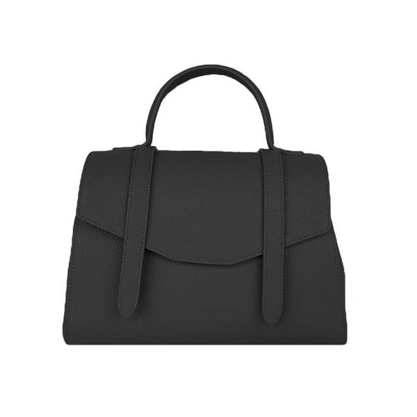 Handtas in leder zwart met schouderband