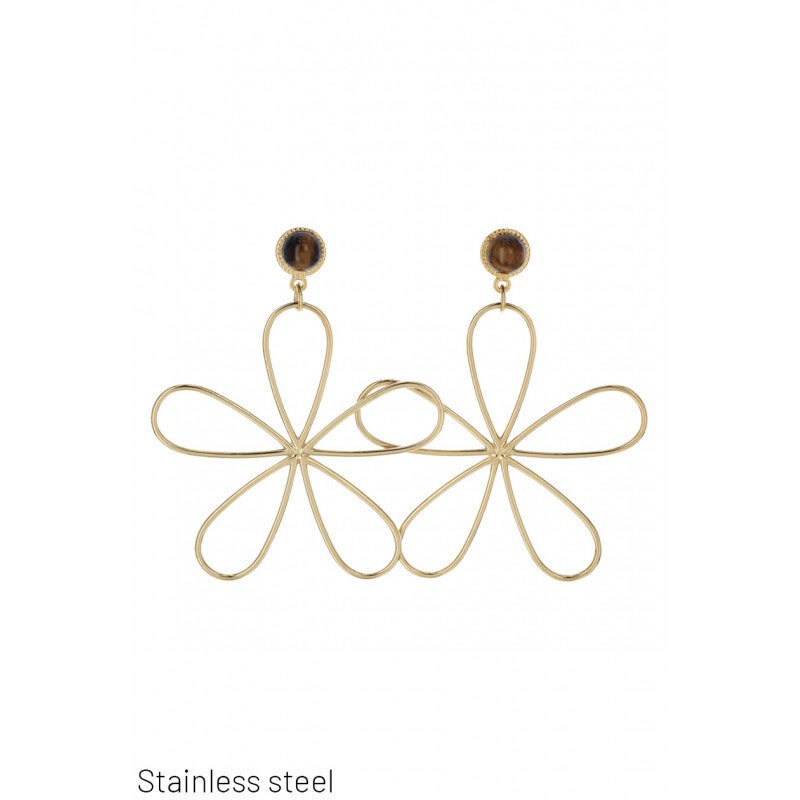 ACCESS STALEN OORBELLEN IN VORM VAN BLOEMEN EN STEEN