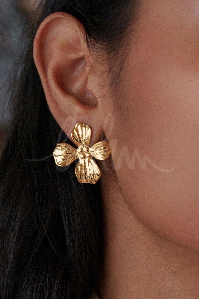 Bohm Adèle Bloem textuur oorbellen