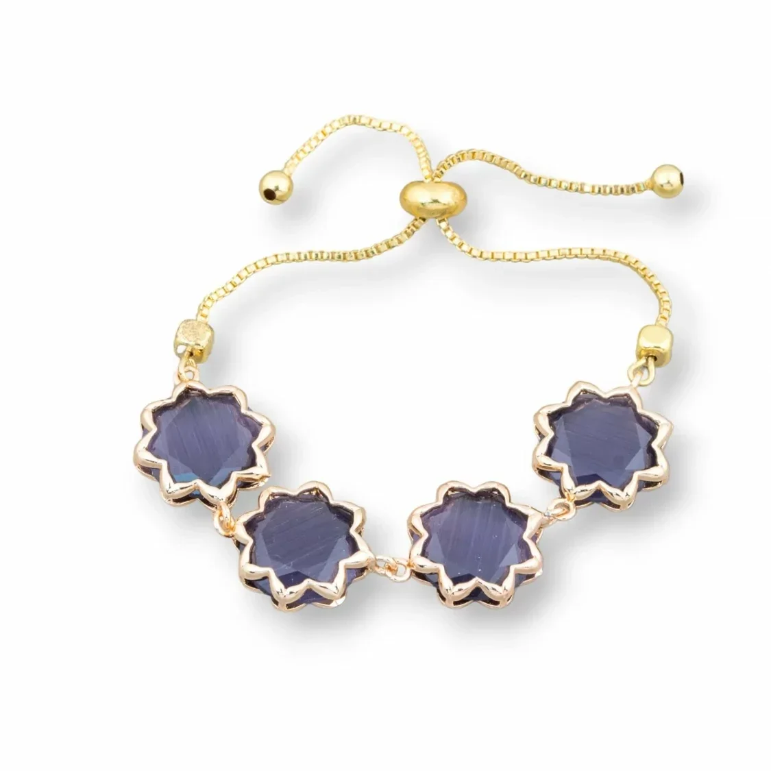 Bronzen armband met kattenoog 16 mm set verstelbare maat omhoog-omlaag violet Referentie : 76816MNAZ0