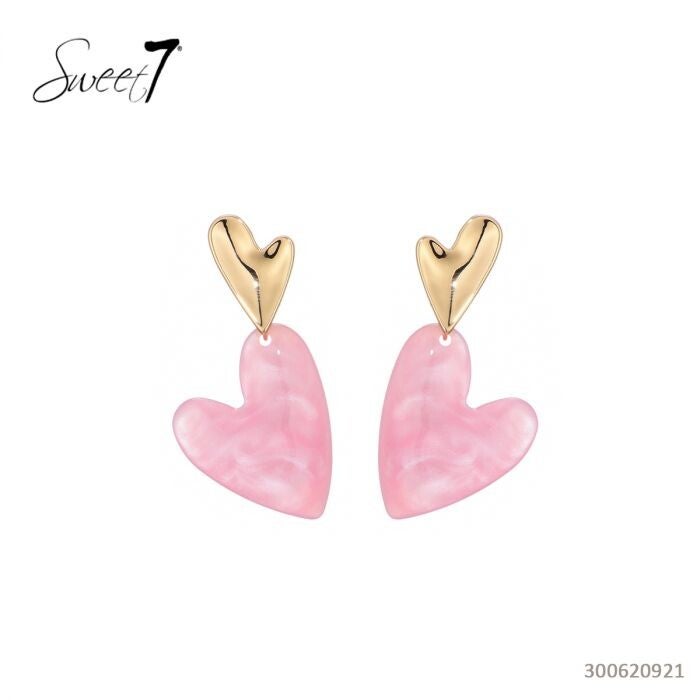 Sweet7 oorbellen hartjes roos