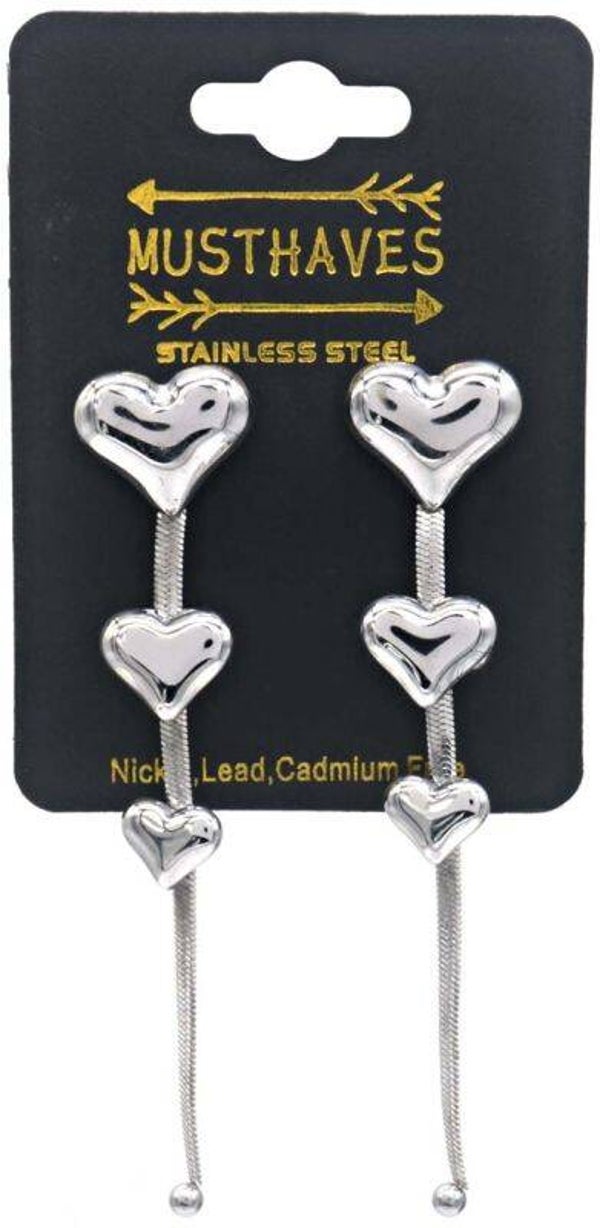 RVS Lange hartjes oorbellen ziverkleur