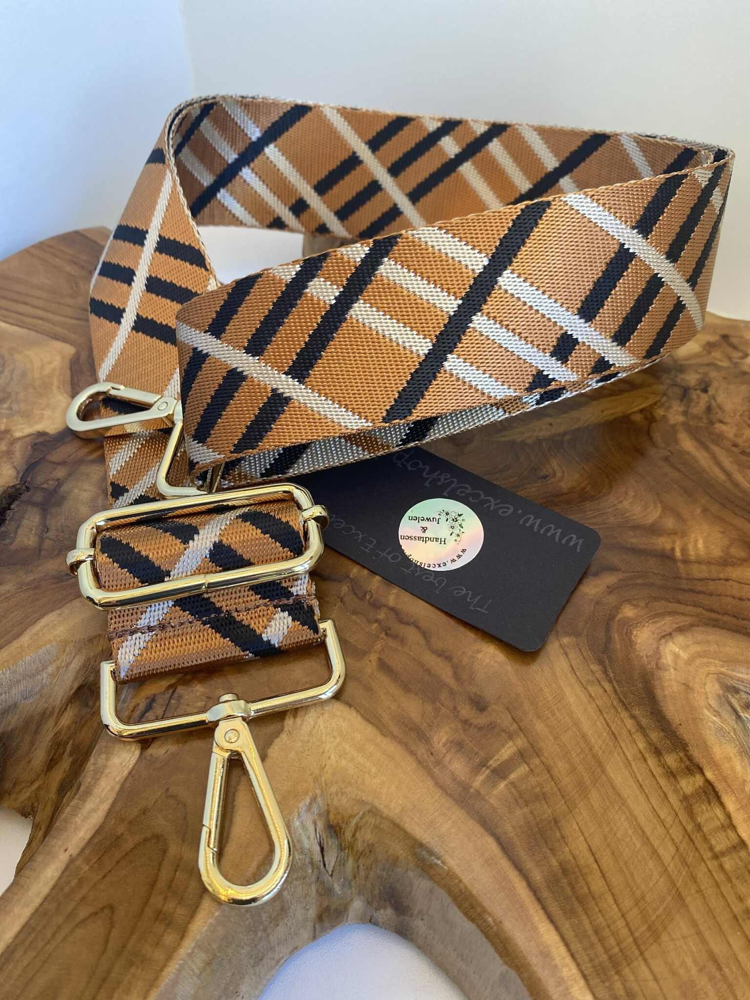 Draagriem camel bruin voor handtas verguld