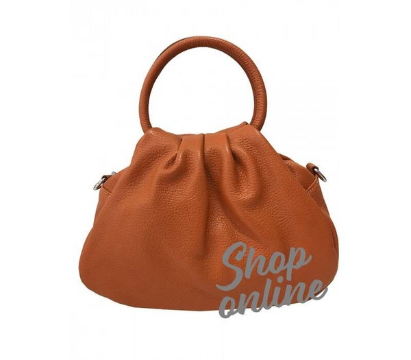 Lederen handtas in camel bruin