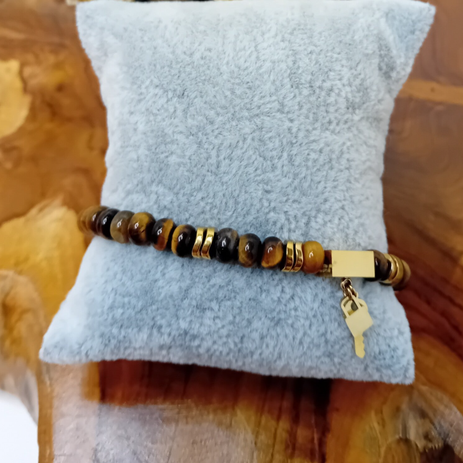 Tijgeroog armband 6mm premium met edelmetaal