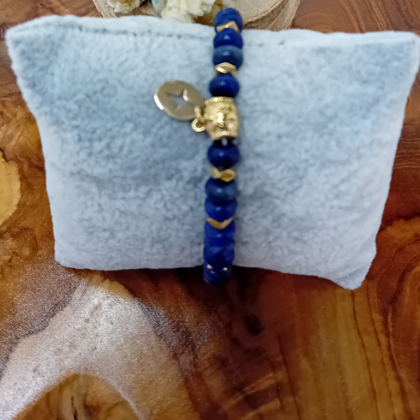 Lapis Lazuli armband 6 mm premium met edelmetaal
