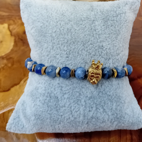 Lapis Lazuli armband 6 mm premium met edelmetaal