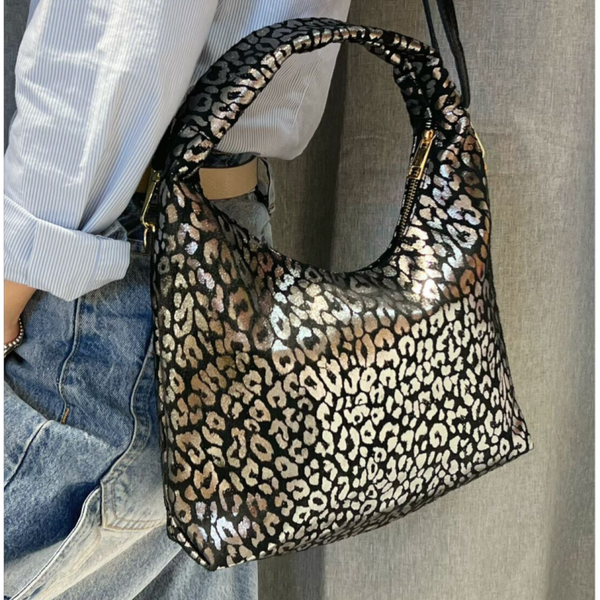 Z&Z warte silver lederen handtas met schouderband