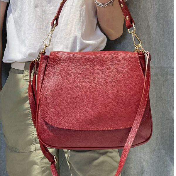 Z&Z kersrode lederen handtas