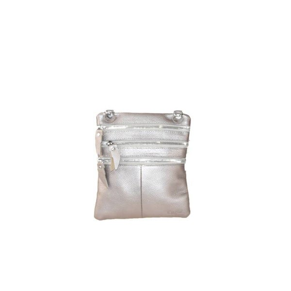 Schoudertas leder zilver of donkerblauw