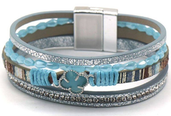 Leather  Bracelet 19cm Blue L