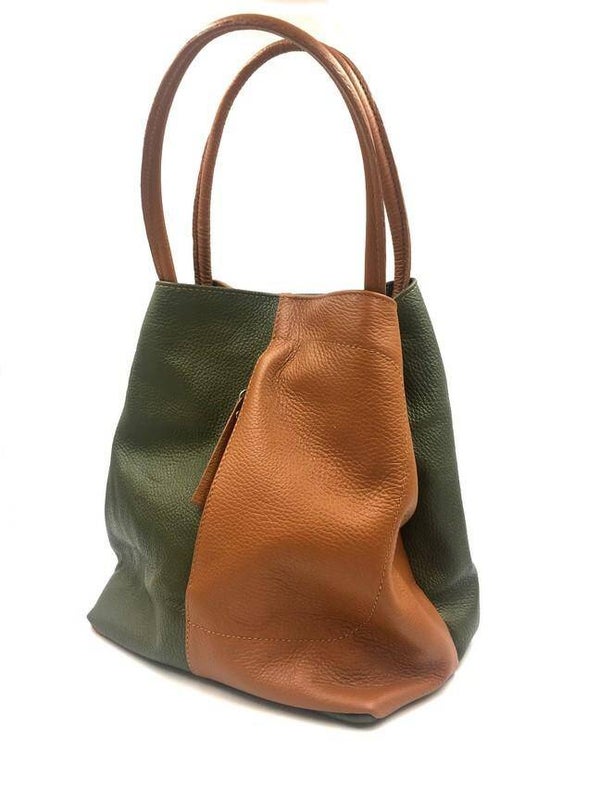 Lommy-W Manon 2 kleurige lederen handtas