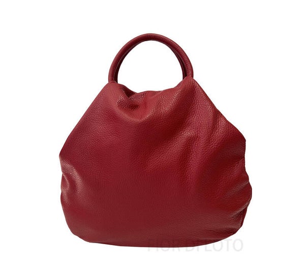 Lederen handtas met ronde handvaten DIVA