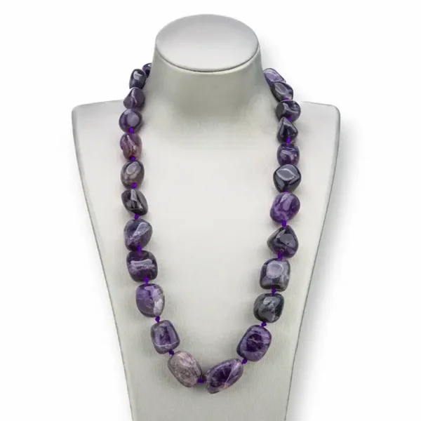 Edelsteen ketting met getrommelde steengradatie en messing sluiting, 50-54 cm, amethist Referentie : 81184NYLW6