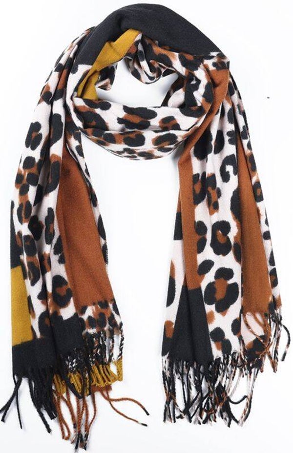 J-E12.1 SCARF405-003B Soft Scarf Leopard 180x70cm Brown