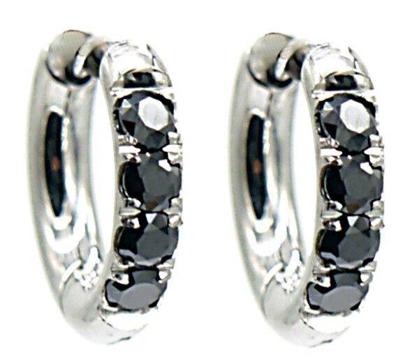 Steel Earrings with zirconia 12 mm black