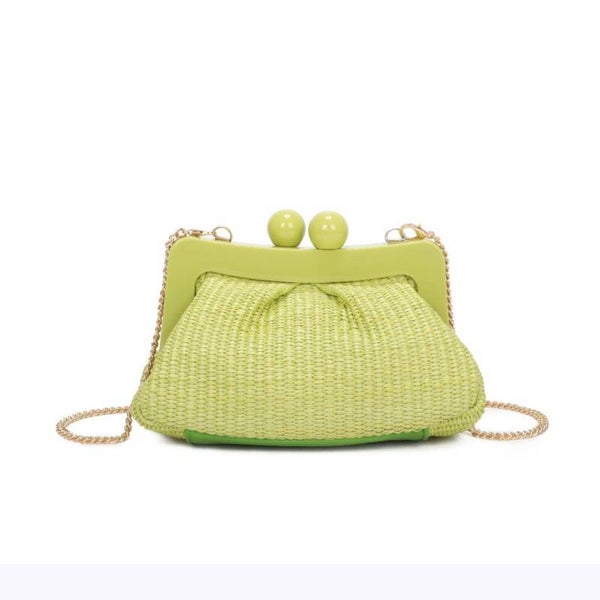 Woman Rafia green hand bag