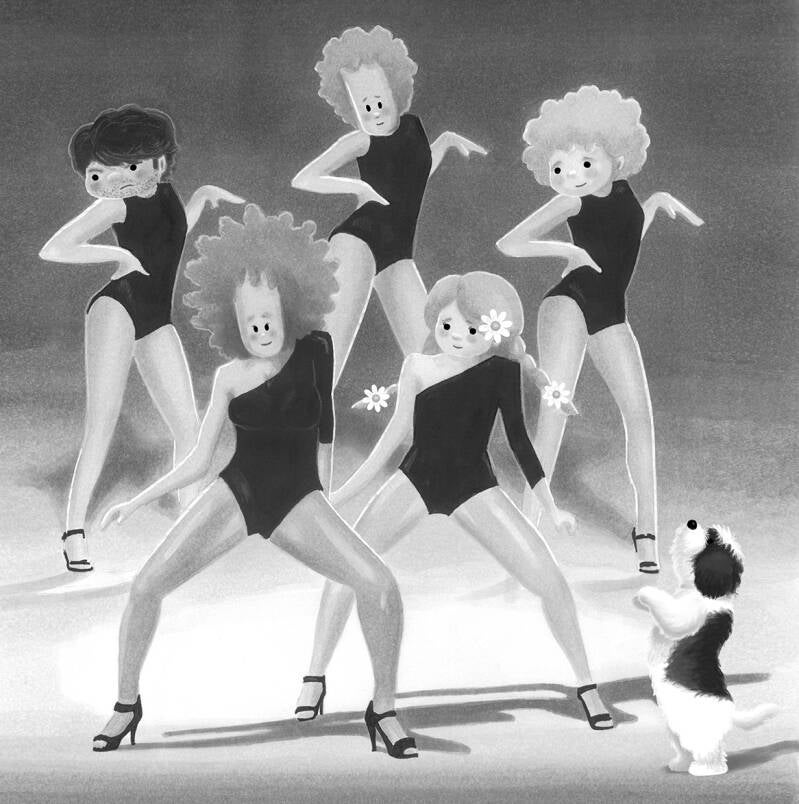 tekening zwart wit, drawing black and white, single ladies, martijn zonneveld, illustrator, illustratie, illustraties,  illustrations, artwork, drawing, tekening, kinderboek, kinderboek illustraties, kinderboek illustrator, prentenboek, prentenboek illust
