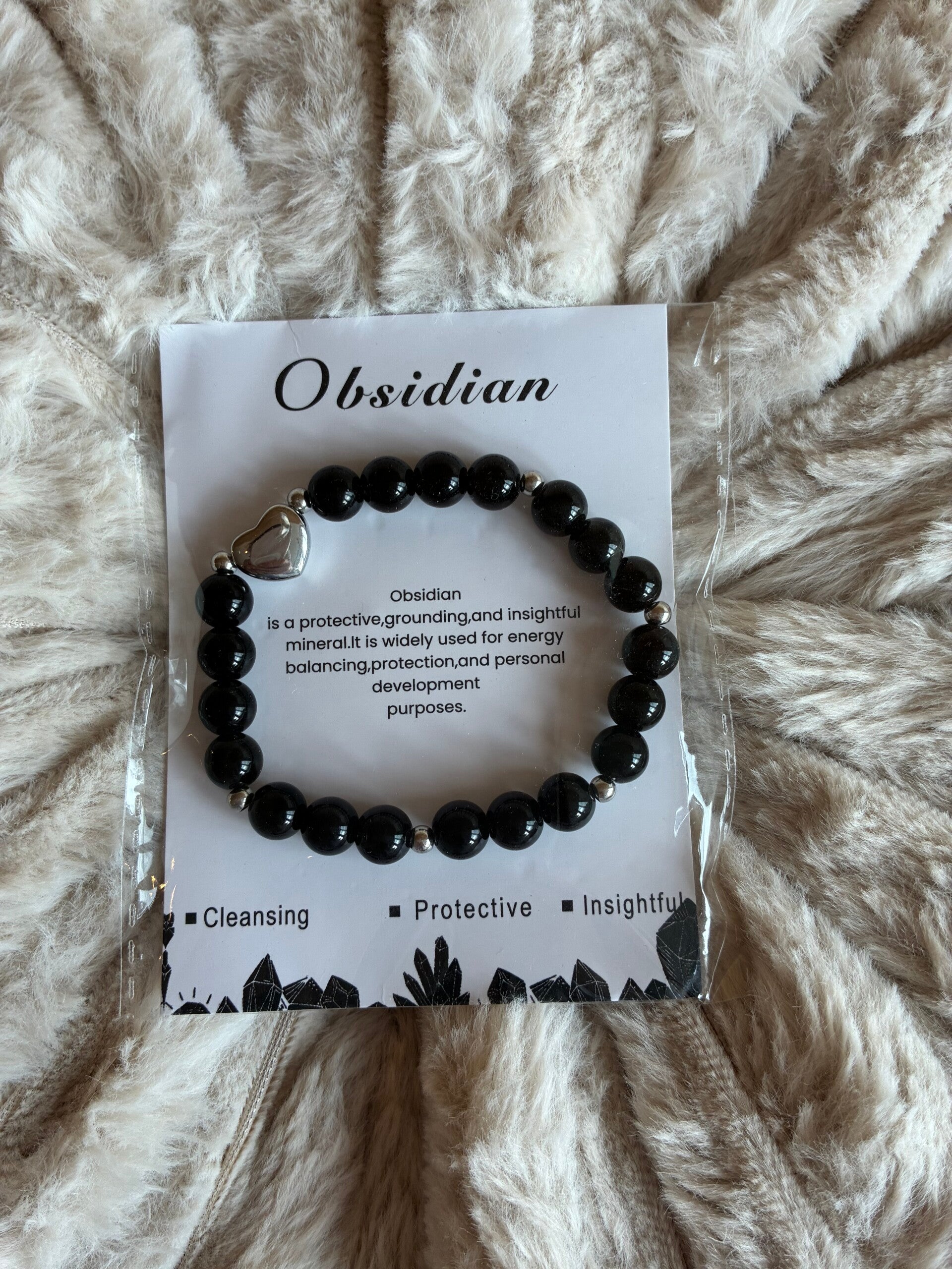 Obsidian Gem Beads Bracelet
