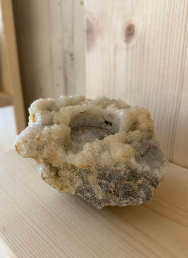 raw zeolite crystal tealight holder
