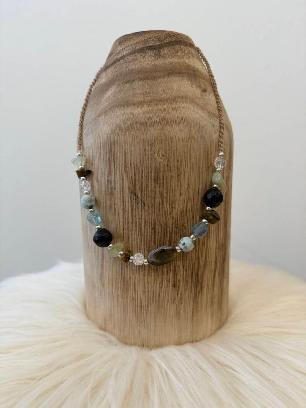 Gemstone macrame necklace